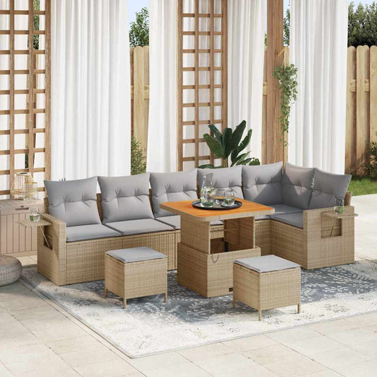 Set Divano da Giardino 9 pcs Beige polyrattan - homemem39
