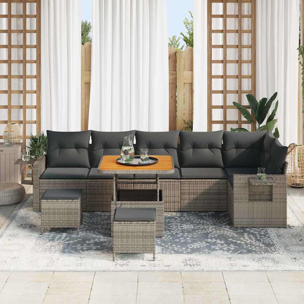 Set Divano da Giardino 9 pcs Grigio polyrattan | homemem39