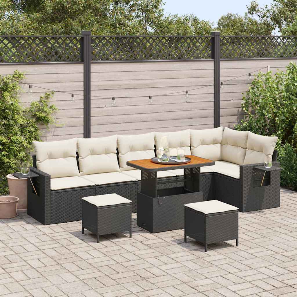 Set Divano da Giardino 9 pcs Nero polyrattan - homemem39