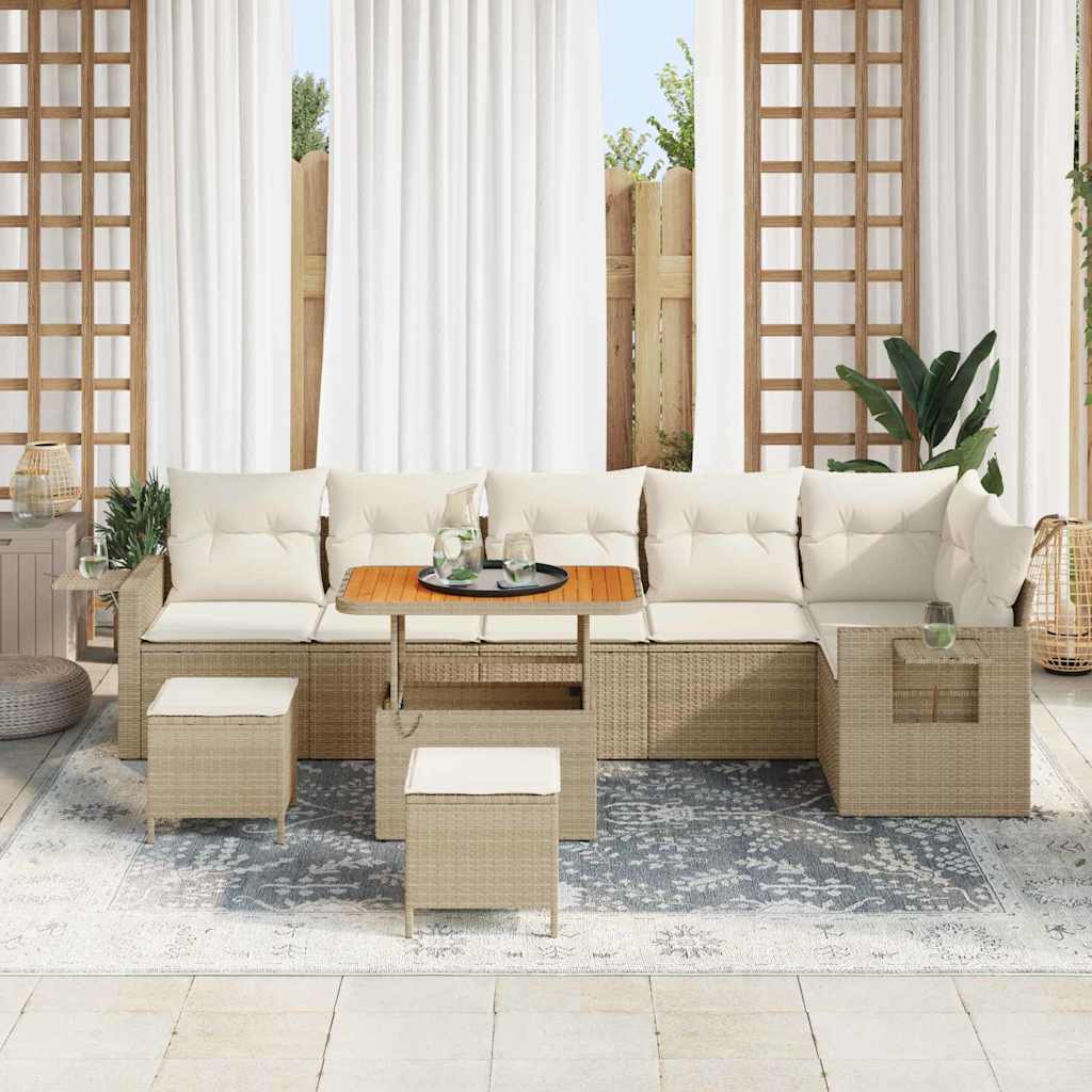 Set Divano da Giardino 9 pcs Beige polyrattan - homemem39