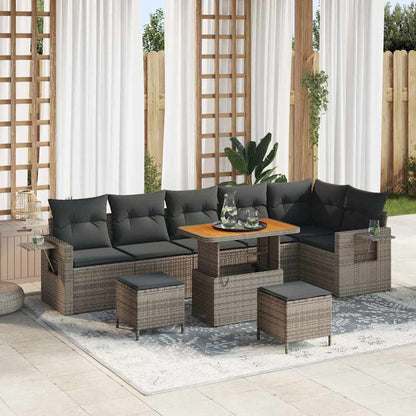 Set Divano da Giardino 9 pcs Grigio polyrattan