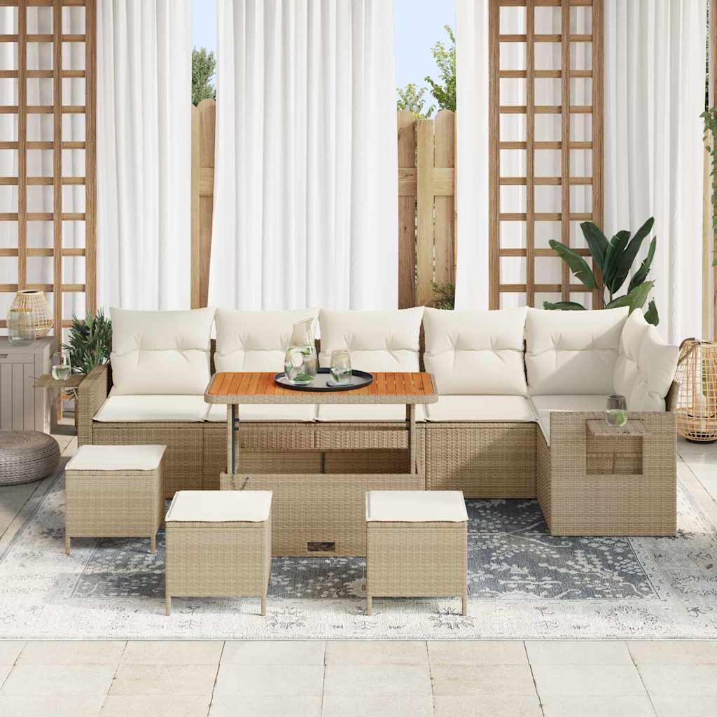 Set Divano da Giardino 10 pcs Beige polyrattan - homemem39
