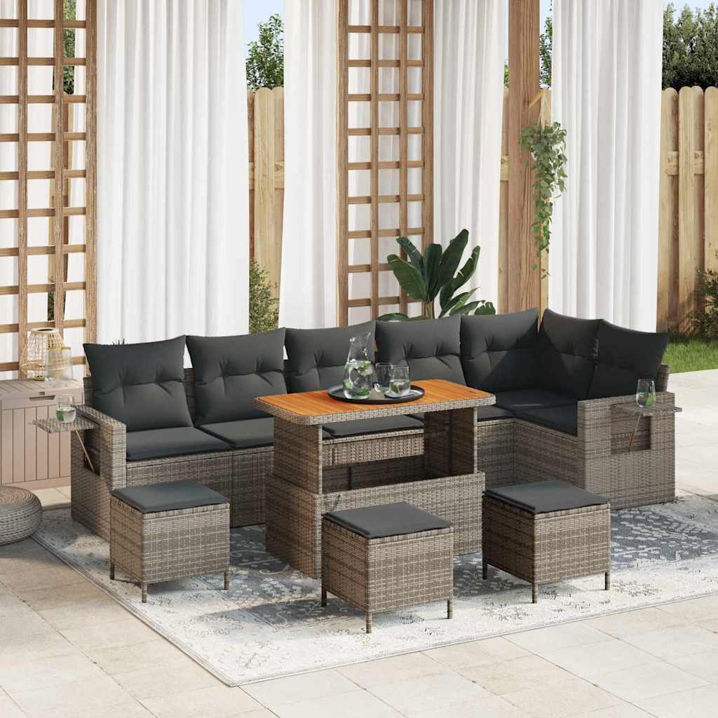 Set Divano da Giardino 10 pcs Grigio polyrattan - homemem39