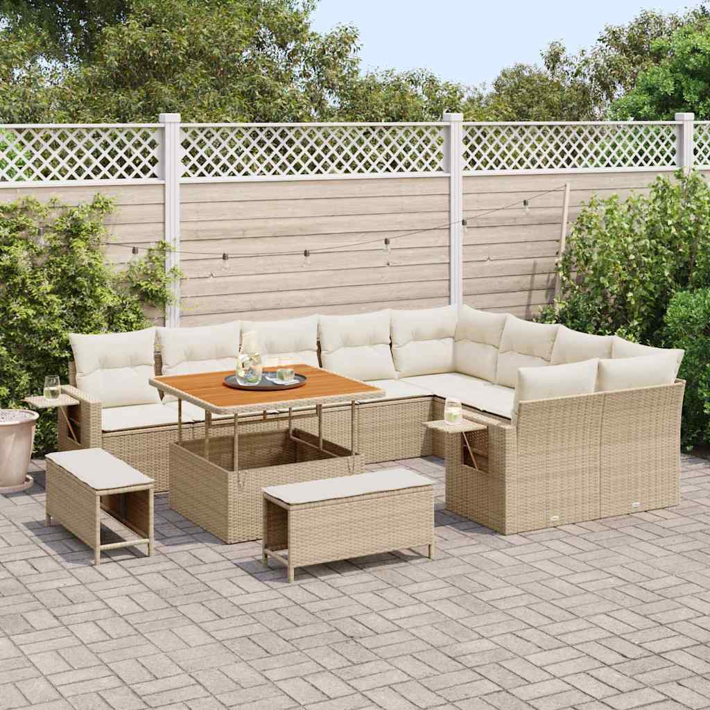 Set Divano da Giardino 12 pcs Beige polyrattan - homemem39