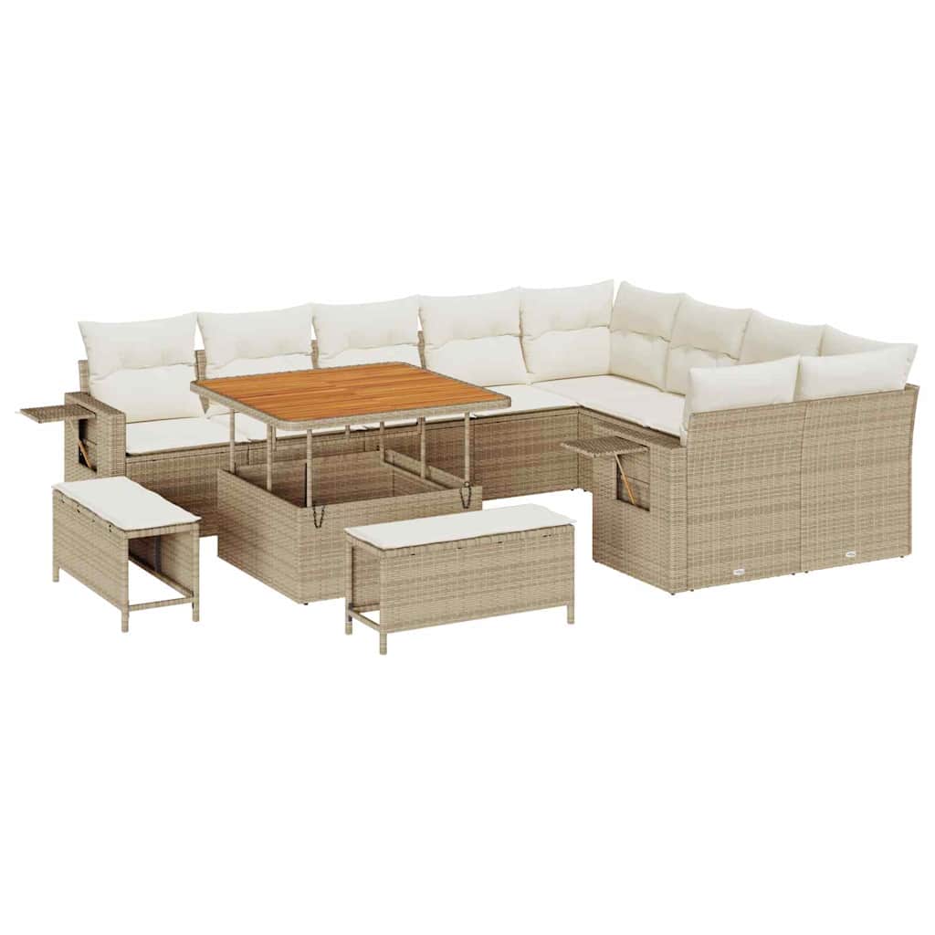 Set Divano da Giardino 12 pcs Beige polyrattan - homemem39