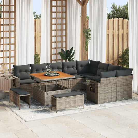 Set Divano da Giardino 12 pcs Grigio polyrattan - homemem39