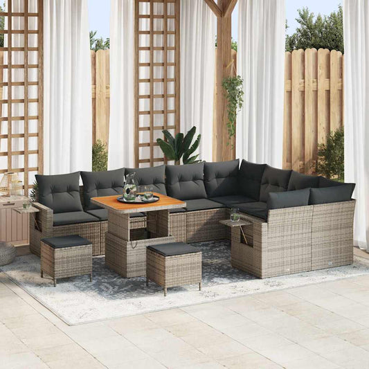 Set Divano da Giardino 12 pcs Grigio polyrattan