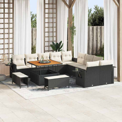 Set Divano da Giardino 13 pcs Nero polyrattan