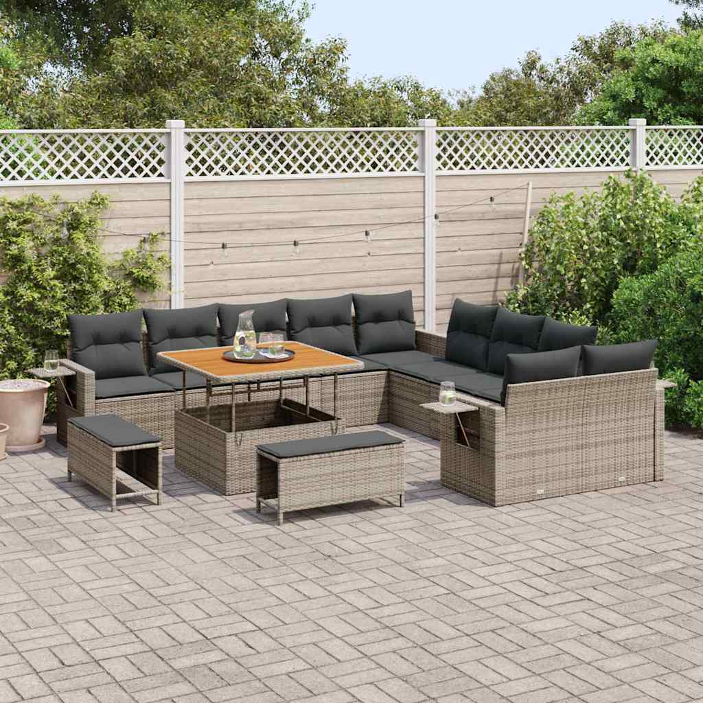 Set Divano da Giardino 13 pcs Grigio polyrattan - homemem39