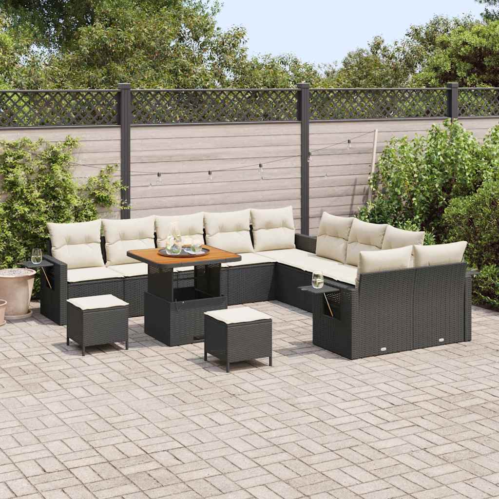 Set Divano da Giardino 13 pcs Nero polyrattan - homemem39