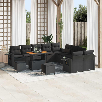 Set Divano da Giardino 13 pcs Nero polyrattan | homemem39