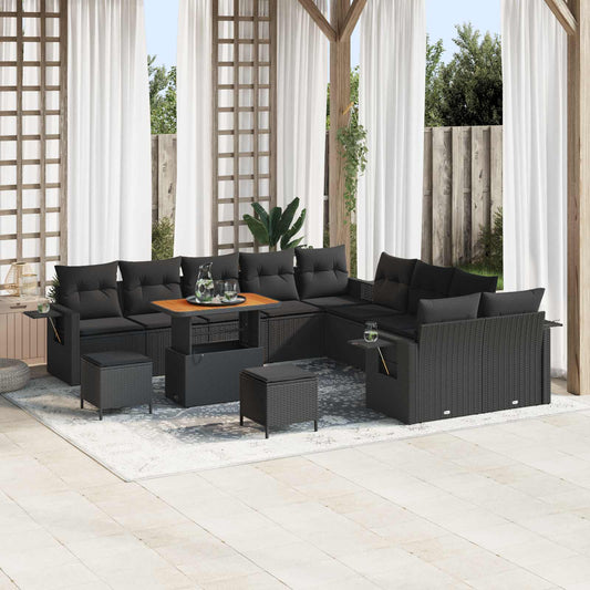 Set Divano da Giardino 13 pcs Nero polyrattan | homemem39