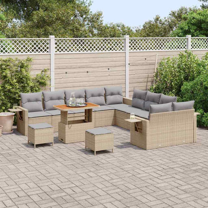 Set Divano da Giardino 13 pcs Beige polyrattan