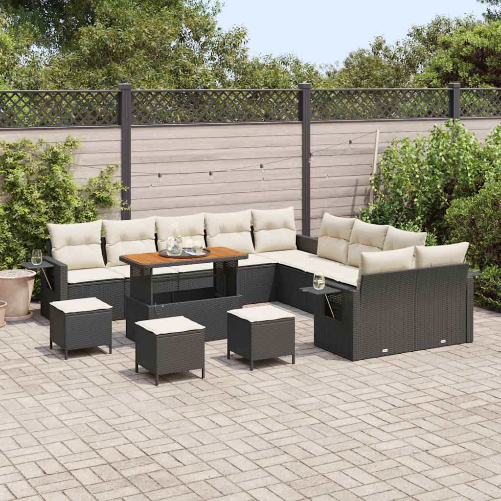 Set Divano da Giardino 14 pcs Nero polyrattan - homemem39