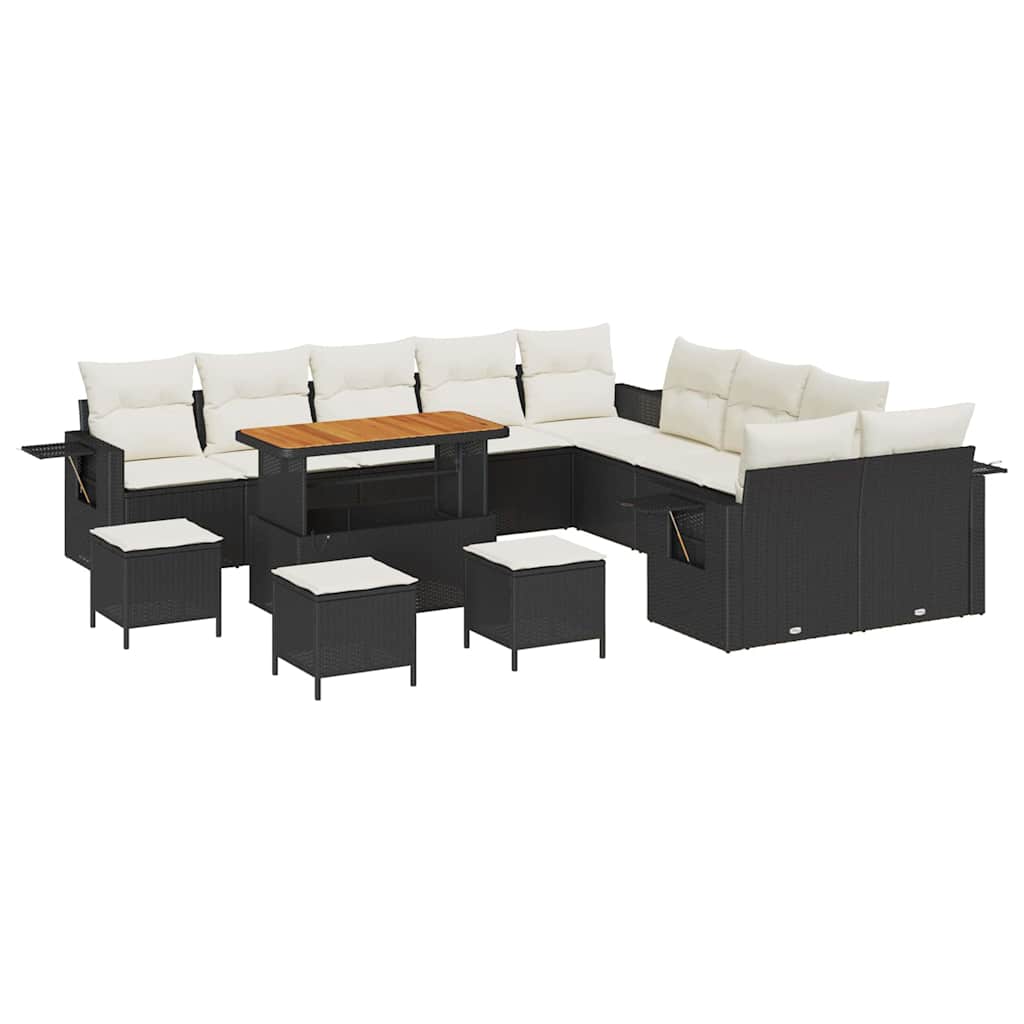 Set Divano da Giardino 14 pcs Nero polyrattan - homemem39