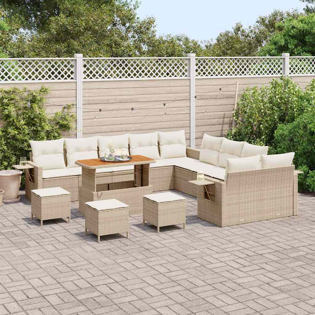 Set Divano da Giardino 14 pcs Beige polyrattan - homemem39