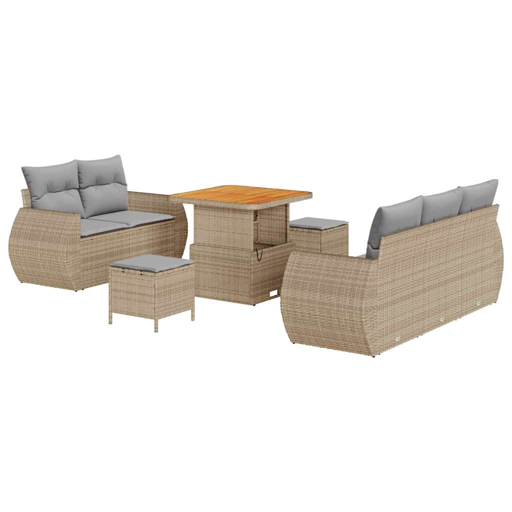 Set Divano da Giardino 8 pcs Beige polyrattan - homemem39