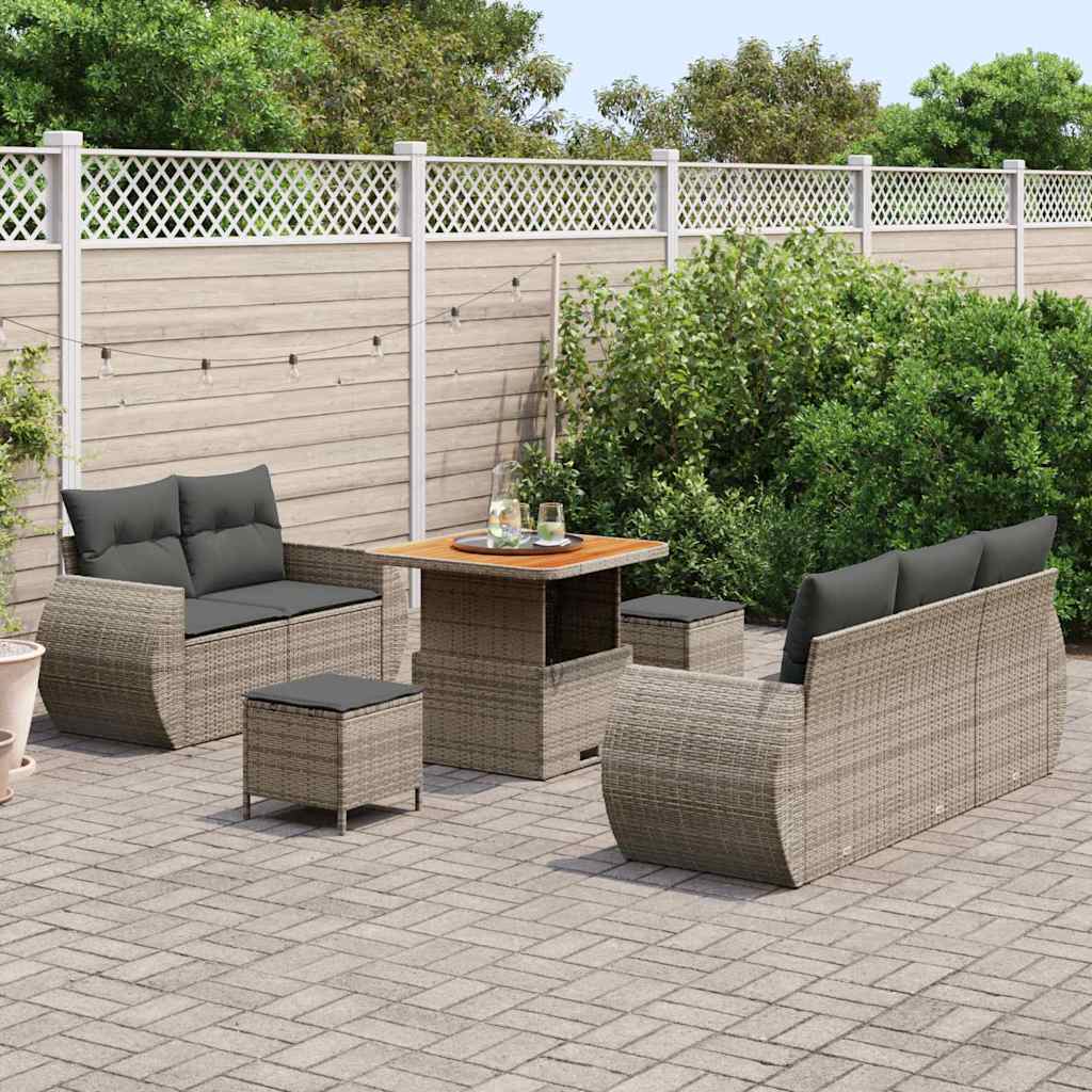 Set Divano da Giardino 8 pcs Grigio polyrattan | homemem39