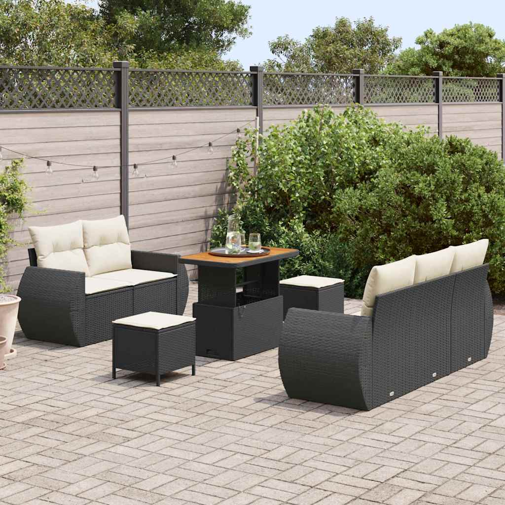Set Divano da Giardino 8 pcs Nero polyrattan - homemem39