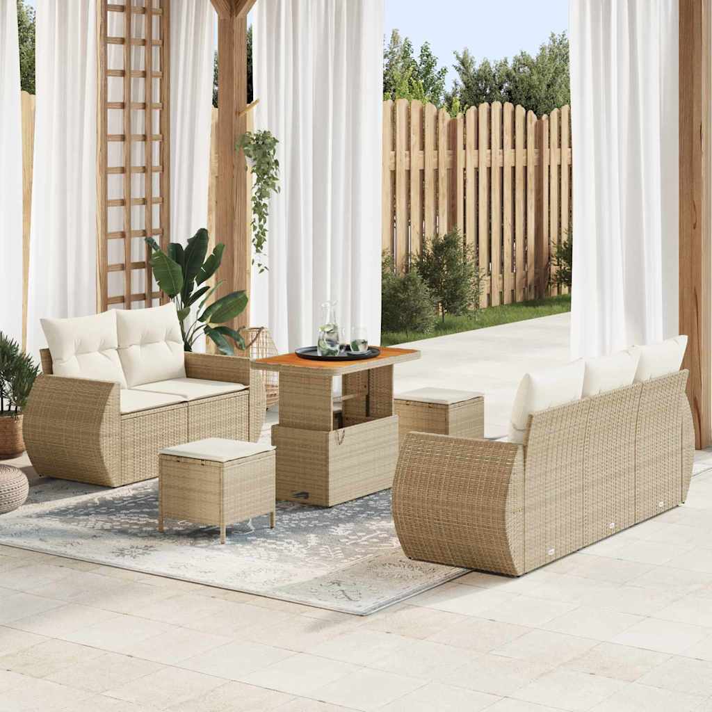 Set Divano da Giardino 8 pcs Beige polyrattan - homemem39