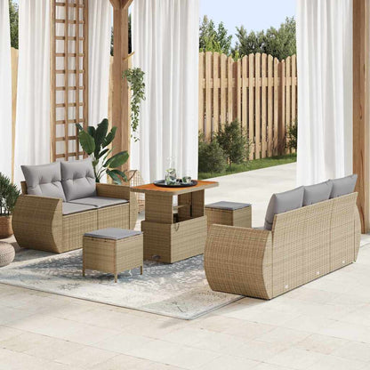 Set Divano da Giardino 8 pcs Beige polyrattan