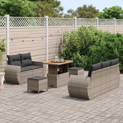 Set Divano da Giardino 8 pcs Grigio polyrattan