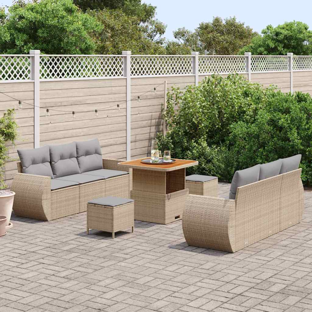 Set Divano da Giardino 9 pcs Beige polyrattan - homemem39