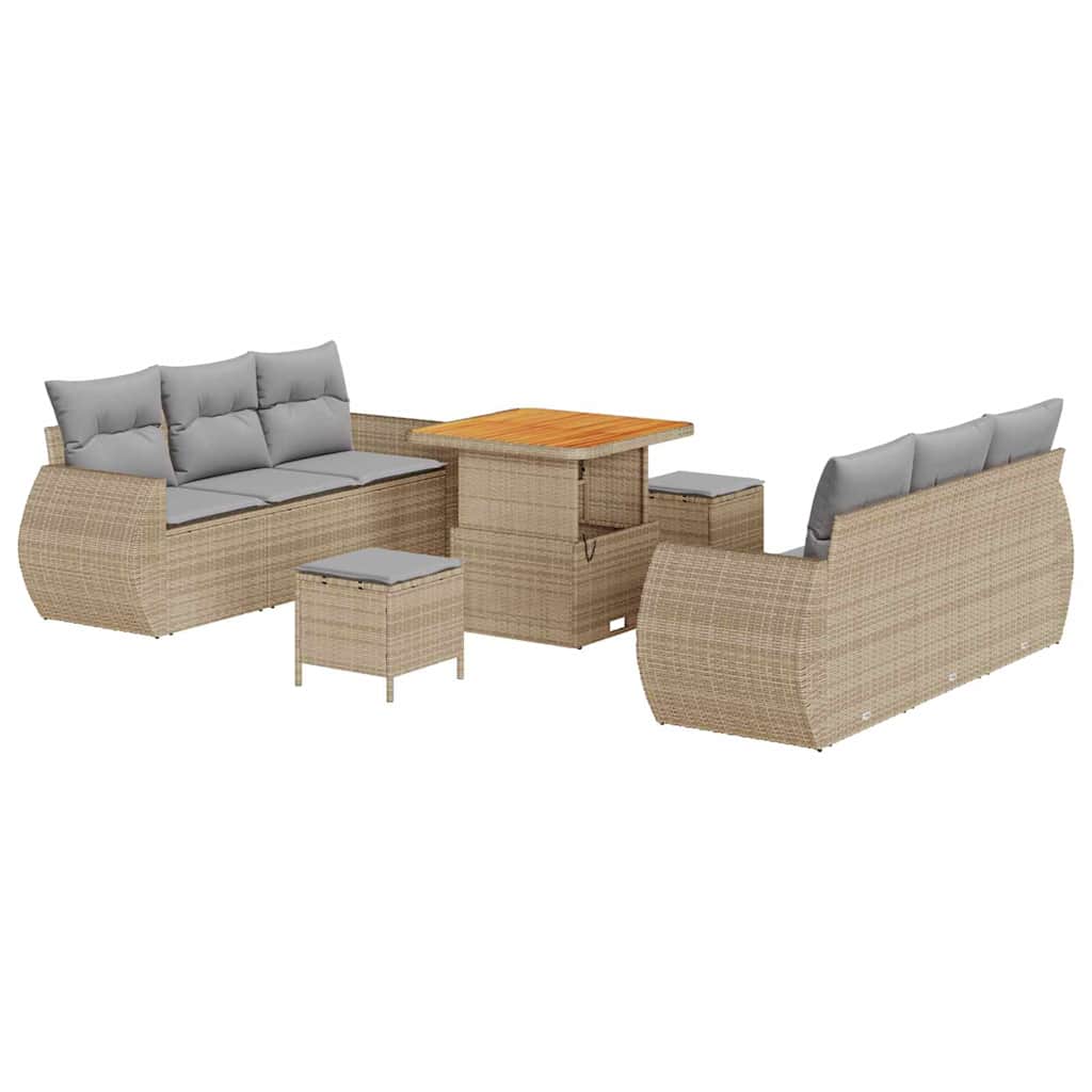Set Divano da Giardino 9 pcs Beige polyrattan - homemem39