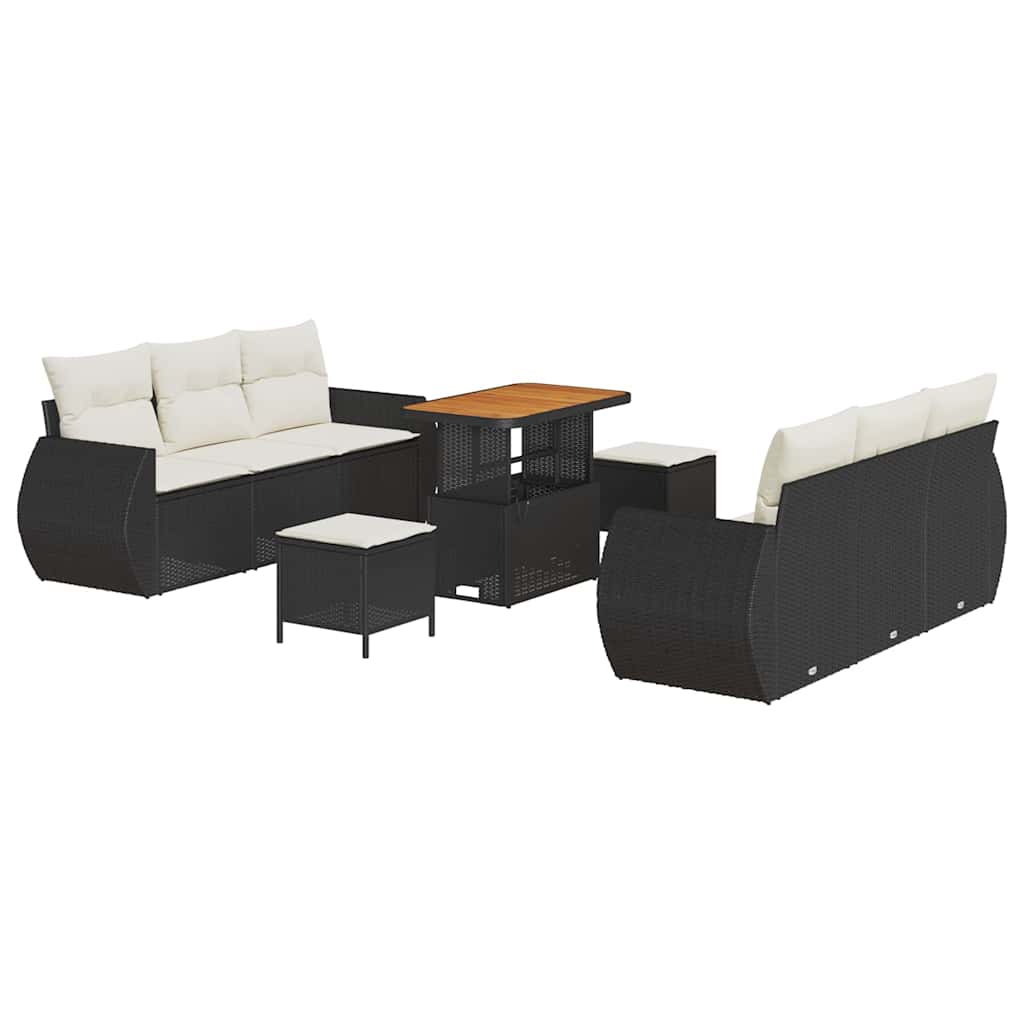 Set Divano da Giardino 9 pcs Nero polyrattan - homemem39