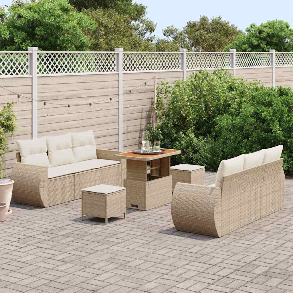 Set Divano da Giardino 9 pcs Beige polyrattan - homemem39