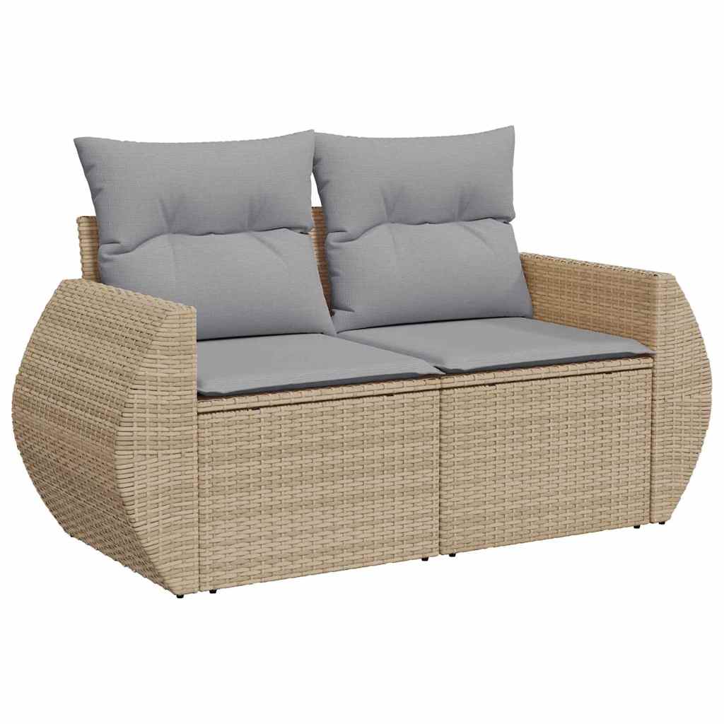 Set Divano da Giardino con cuscino 9 pcs Beige polyrattan | homemem39