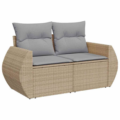 Set Divano da Giardino con cuscino 9 pcs Beige polyrattan | homemem39