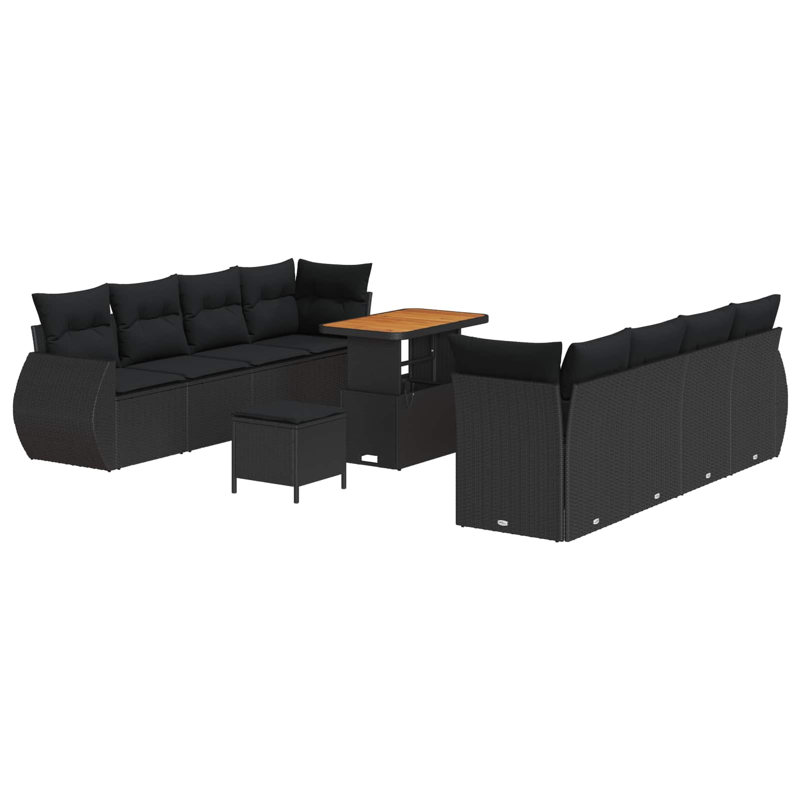 Set Divano da Giardino con cuscino 11 pcs Nero polyrattan | homemem39