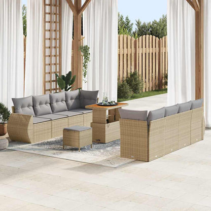 Set Divano da Giardino con cuscino 11 pcs Beige polyrattan