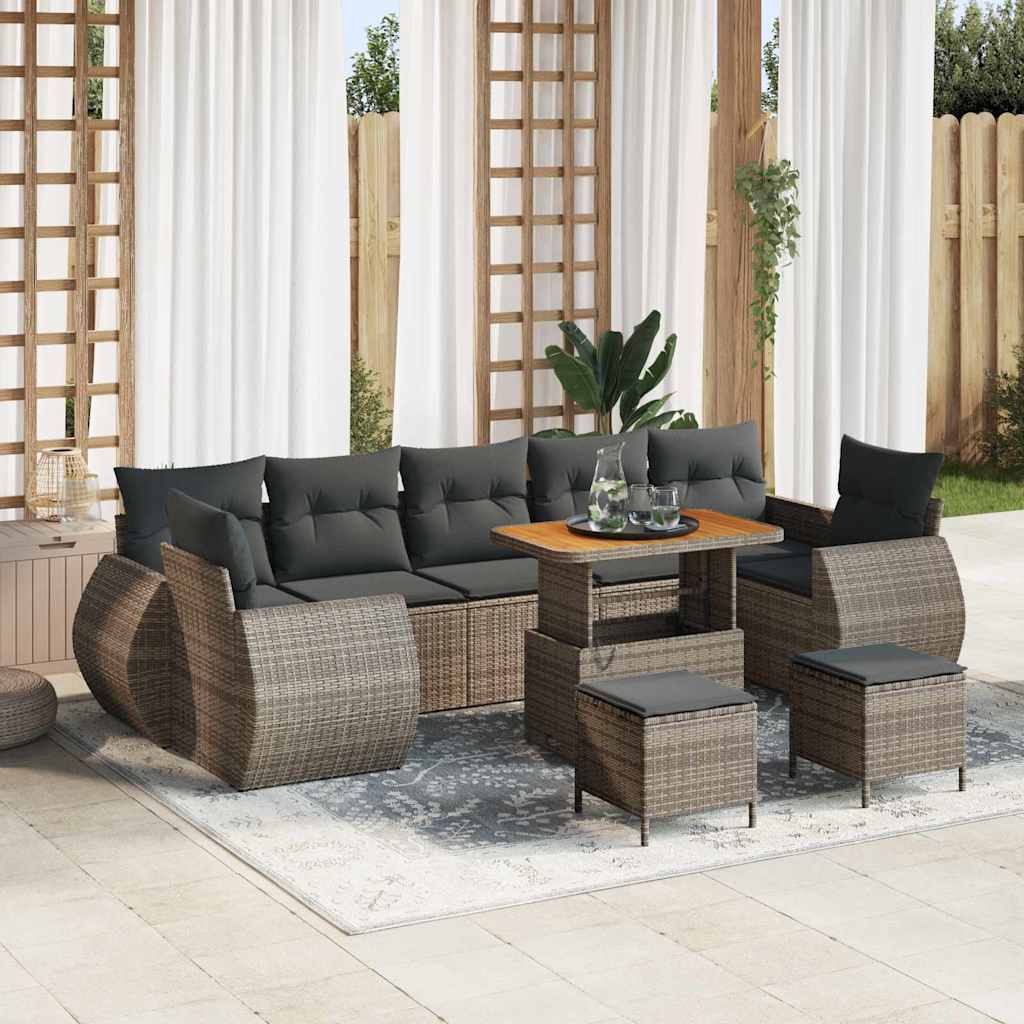 Set Divano da Giardino 10 pcs Grigio polyrattan - homemem39