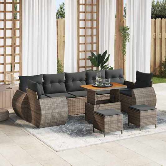 Set Divano da Giardino 10 pcs Grigio polyrattan - homemem39