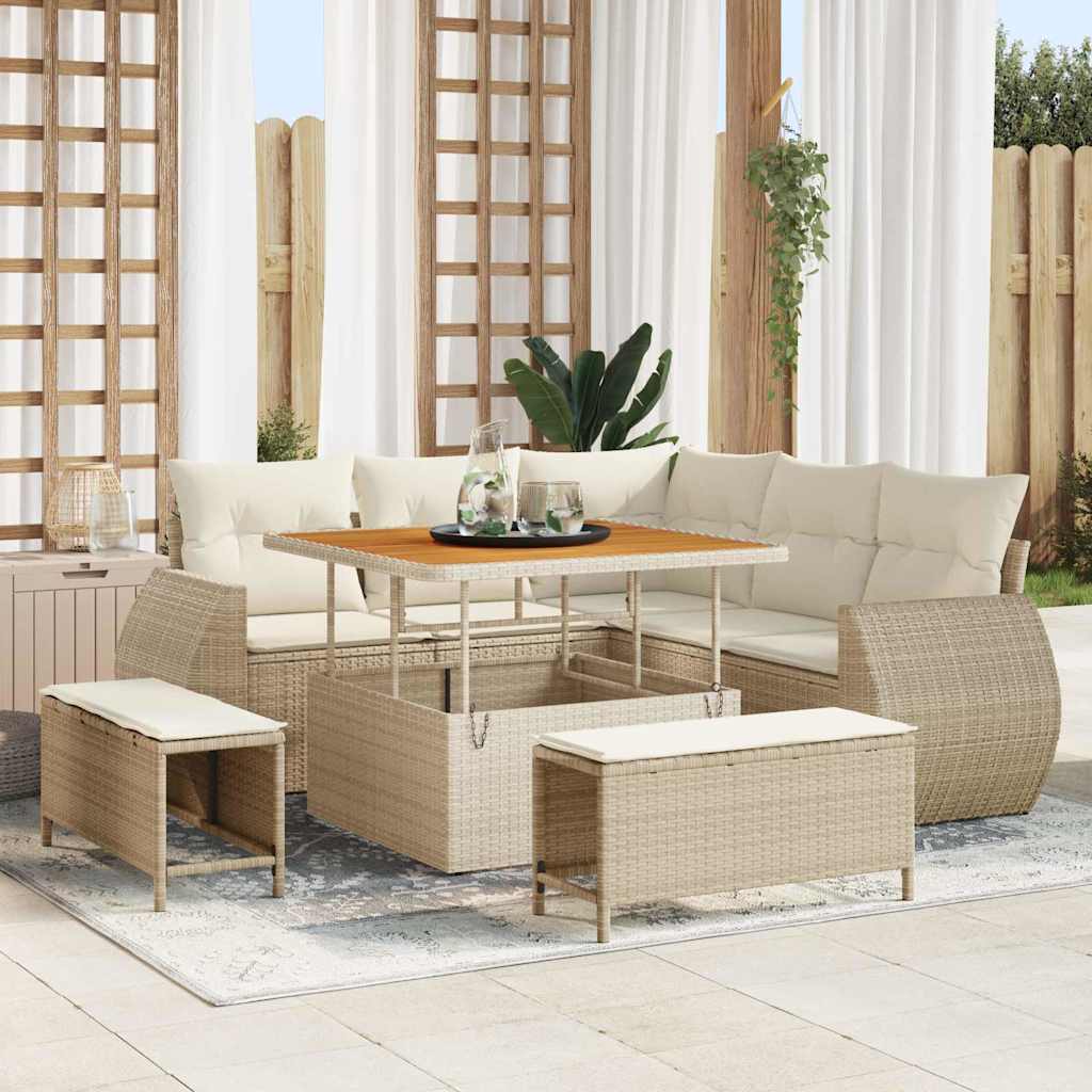 Set Divano da Giardino 8 pcs Beige polyrattan - homemem39