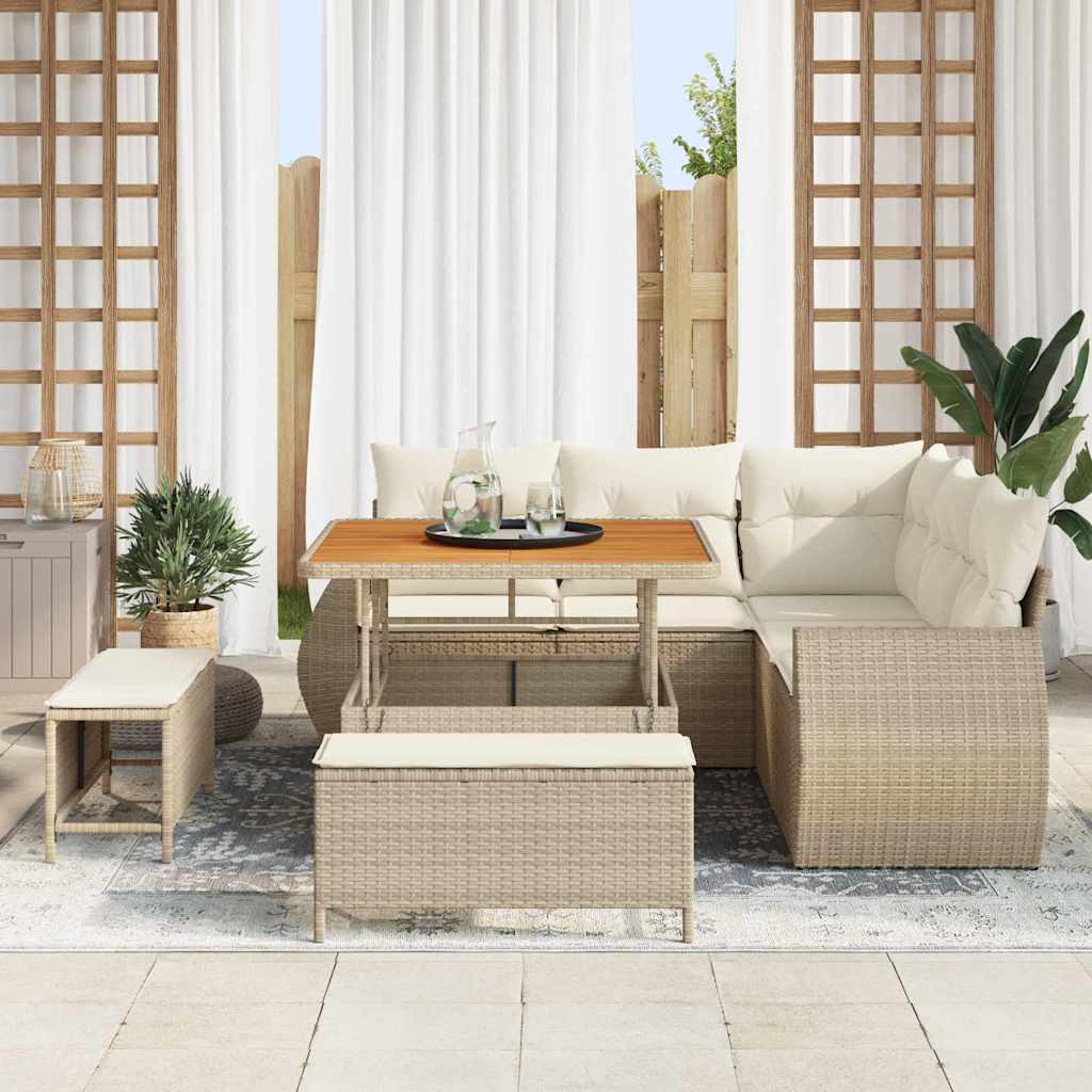 Set Divano da Giardino 8 pcs Beige polyrattan - homemem39
