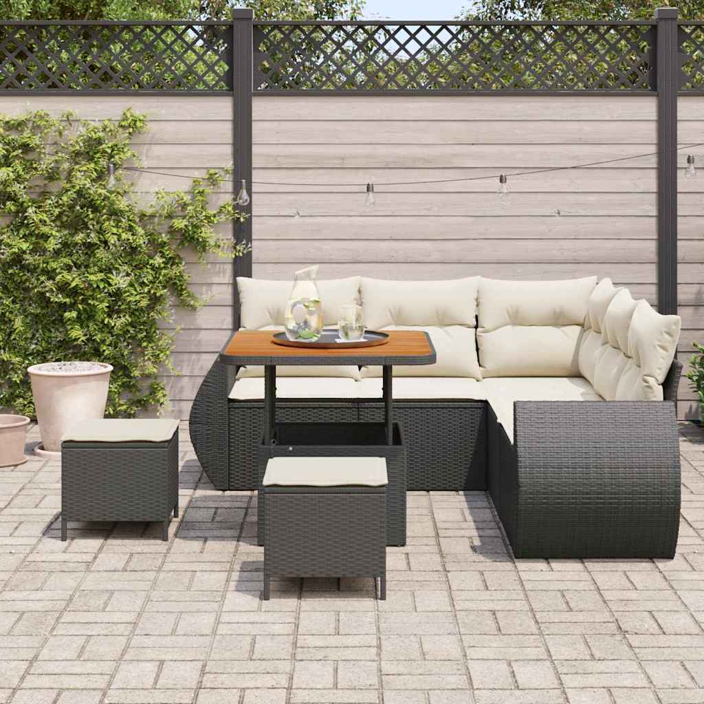 Set Divano da Giardino 8 pcs Nero polyrattan - homemem39