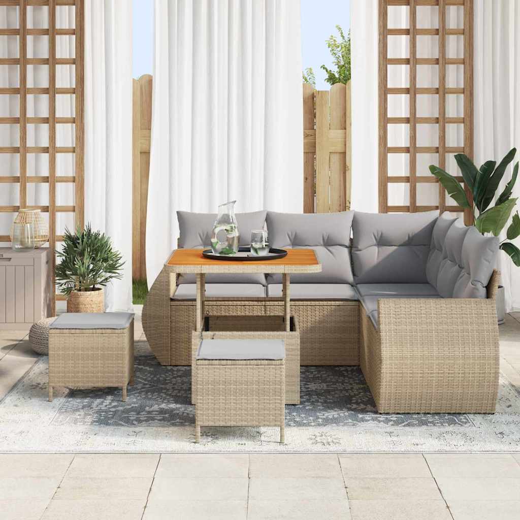 Set Divano da Giardino 8 pcs Beige polyrattan - homemem39