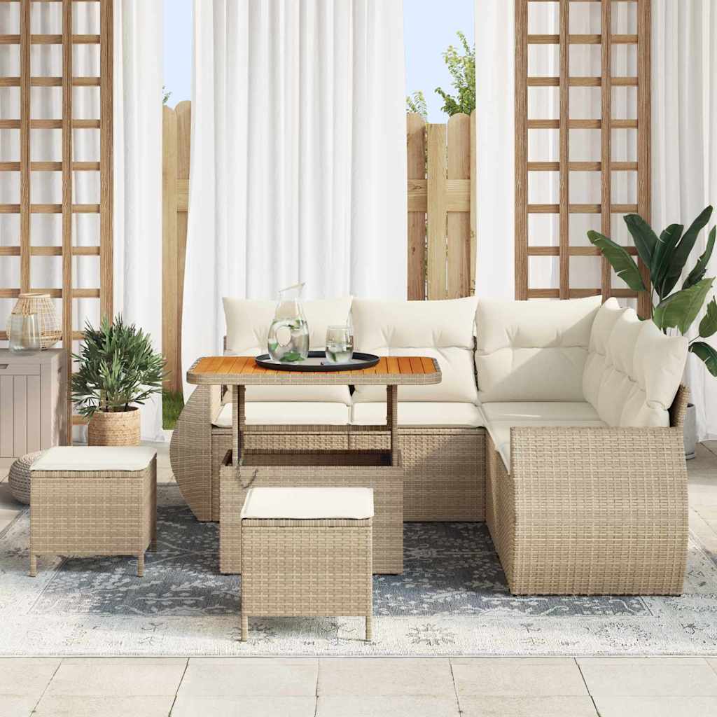 Set Divano da Giardino 8 pcs Beige polyrattan - homemem39
