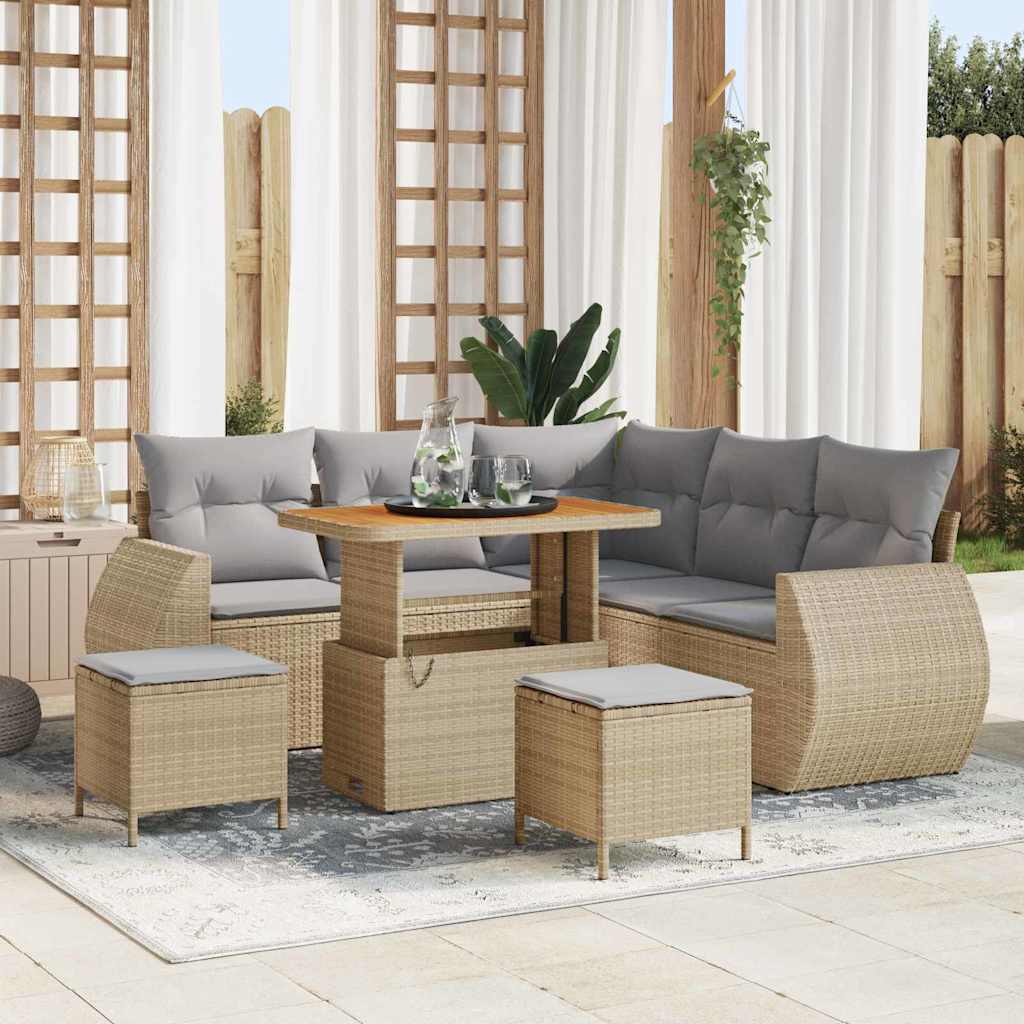 Set Divano da Giardino 8 pcs Beige polyrattan - homemem39