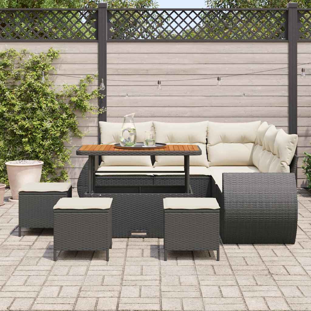 Set Divano da Giardino 9 pcs Nero polyrattan - homemem39