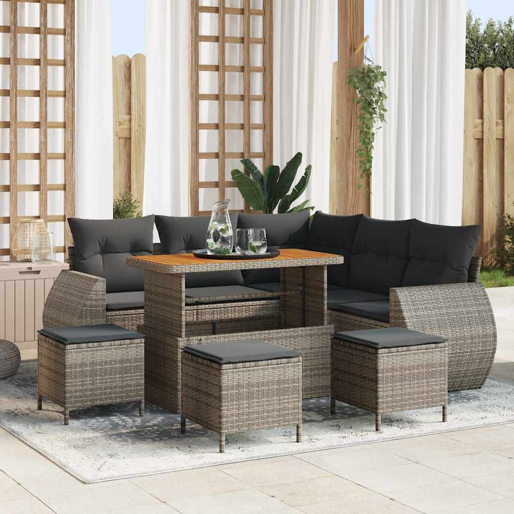 Set Divano da Giardino 9 pcs Grigio polyrattan - homemem39