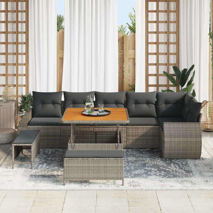 Set Divano da Giardino 9 pcs Grigio polyrattan