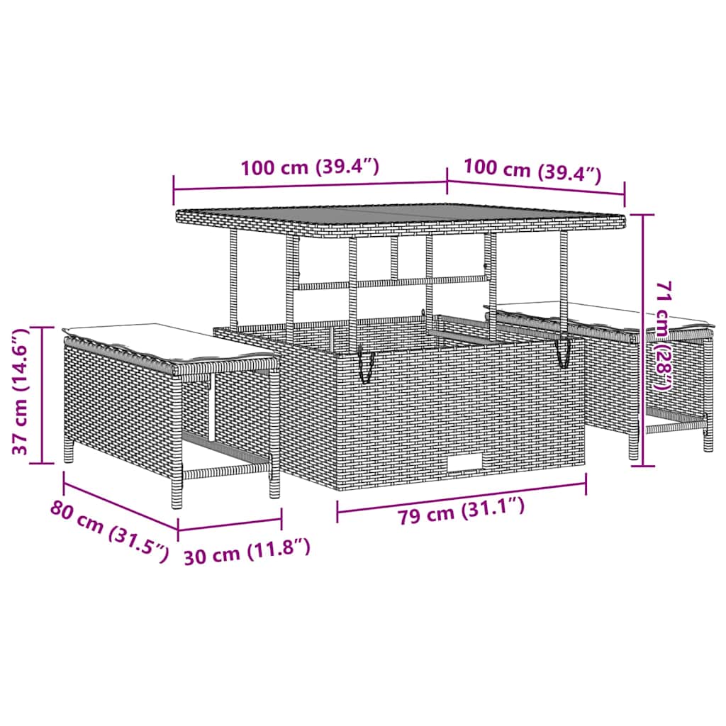 Set Divano da Giardino 9 pcs Grigio polyrattan - homemem39
