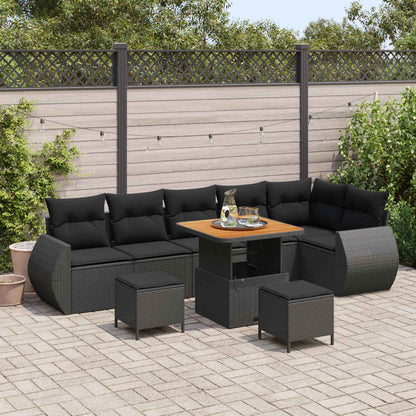 Set Divano da Giardino 9 pcs Nero polyrattan | homemem39