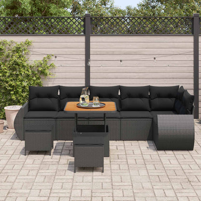 Set Divano da Giardino 9 pcs Nero polyrattan | homemem39