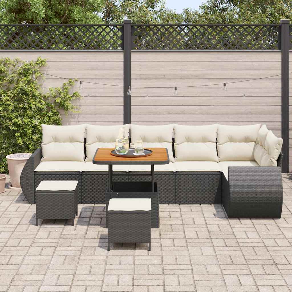 Set Divano da Giardino 9 pcs Nero polyrattan - homemem39