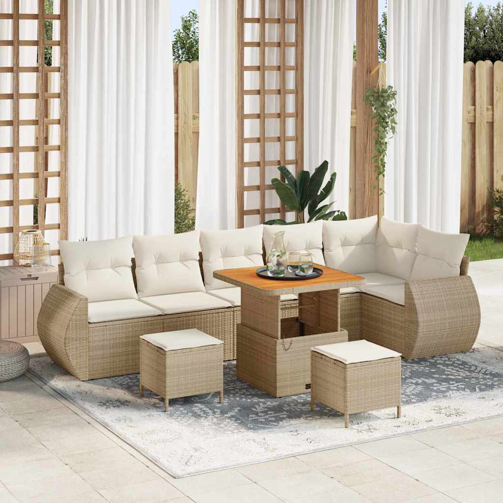 Set Divano da Giardino 9 pcs Beige polyrattan - homemem39